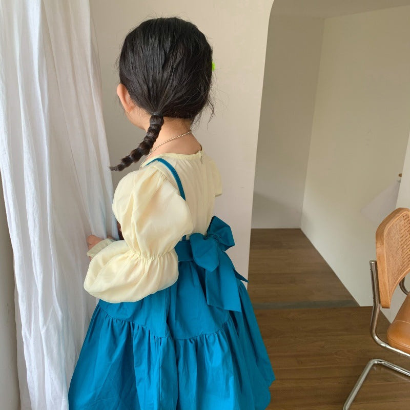 Suspender Casual Puff Sleeve Bottoming Dress