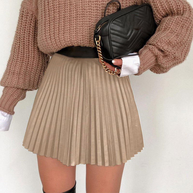 Pleated Slim Short Skirt