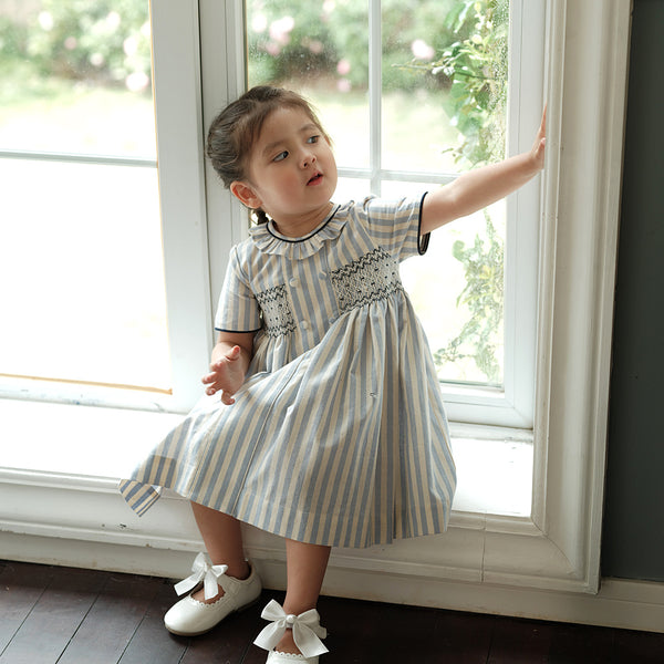 Princess Navy Short-sleeved Cotton Dress