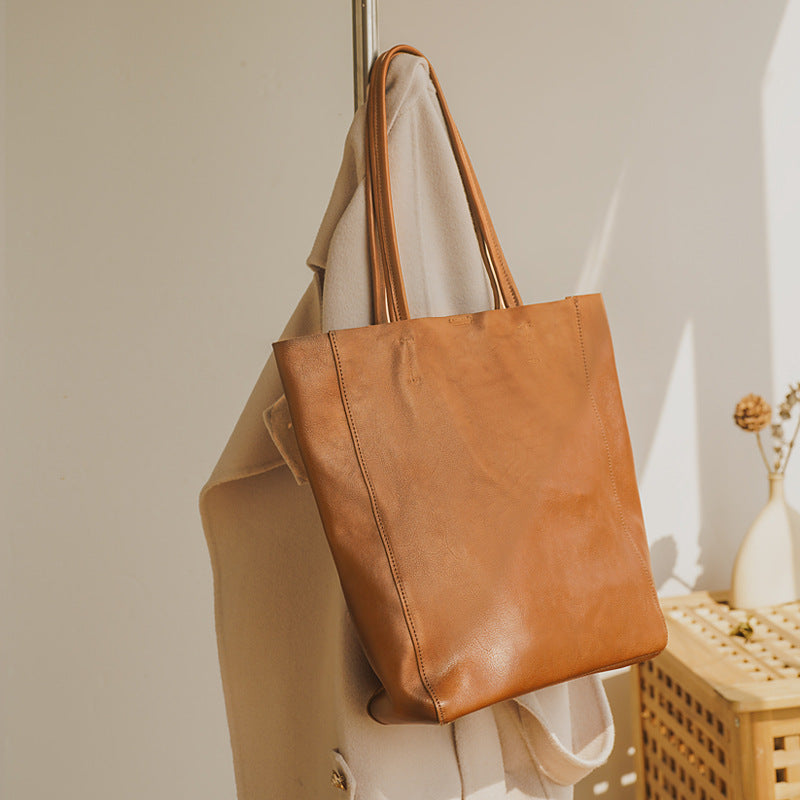 The New Leather Women&#039;s Bag Top Layer Cowhide Retro Handbag Large Capacity Textured