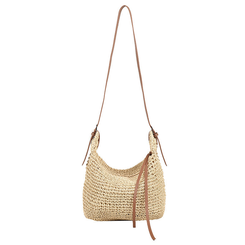 Straw Bag Women&#039;s 2023 New Spring And Summer Leisure Vacation Shoulder Crossbody Bag Handmade Woven Dumplings Beach Bag