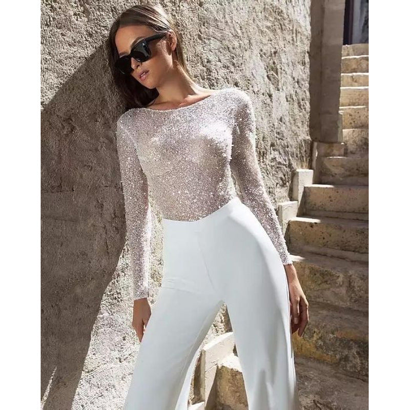 Backless Long-sleeved Jumpsuit