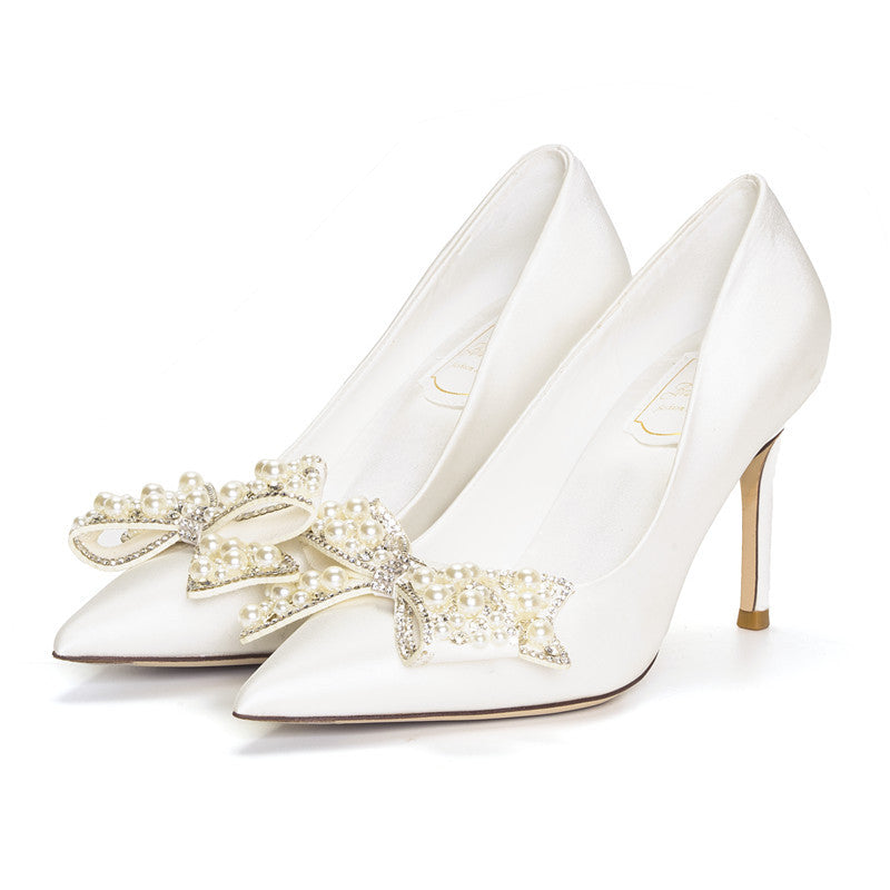Bridal French Dress Shoes Pearl White