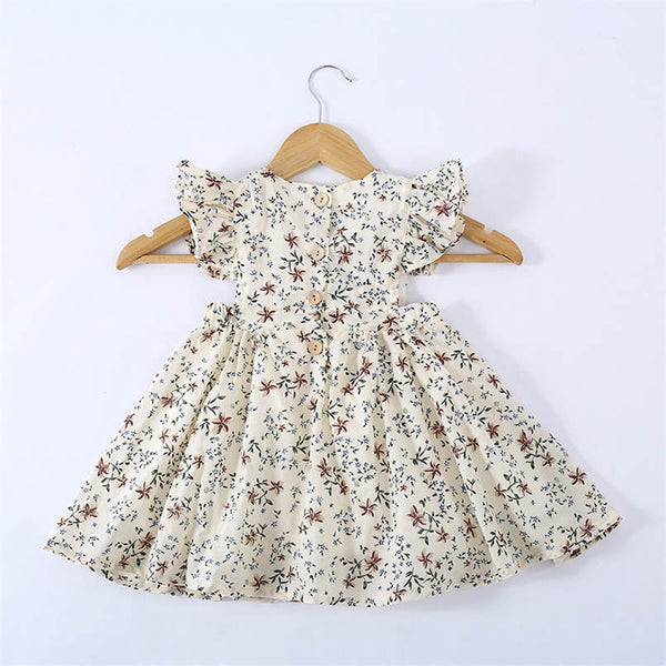 Floral Flying Sleeve Vest Dress
