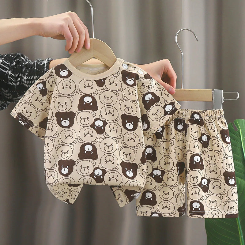 1-6T cotton short sleeve T shirt shorts cartoon set