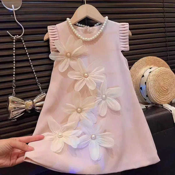 Elegant 3D Flower Vest Princess Dress