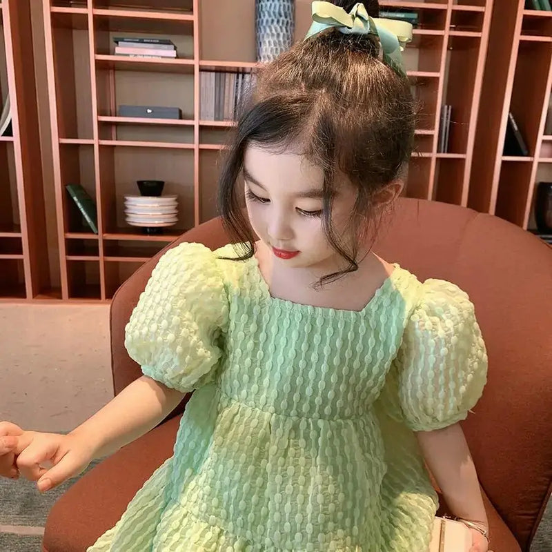 Short Sleeve Open Back Bow Princess Dress