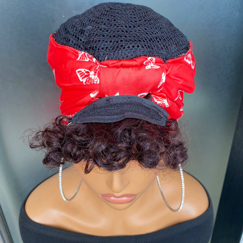 short pixie cut spiral curl with hedband  human hair wig