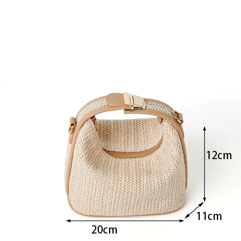 Summer Small Straw Trendy Shoulder Woven Bucket Bag