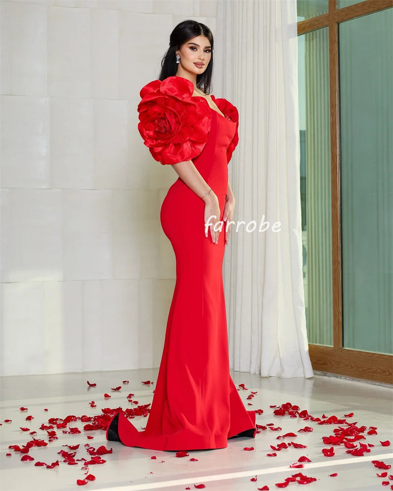 Handmade Flower Pleat Mermaid Long Dress