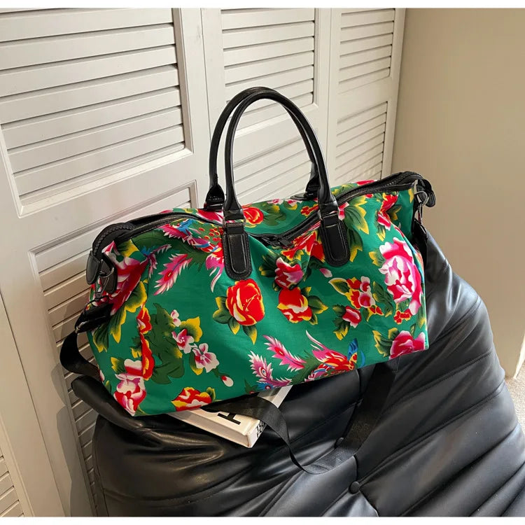 Big Flower Canvas Travel Bag