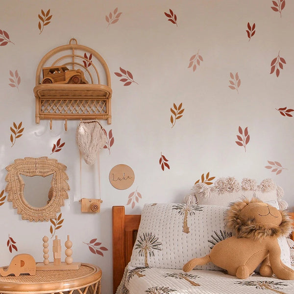 Cartoon Botanical Leaves Wall Stickers for Kids Living Room