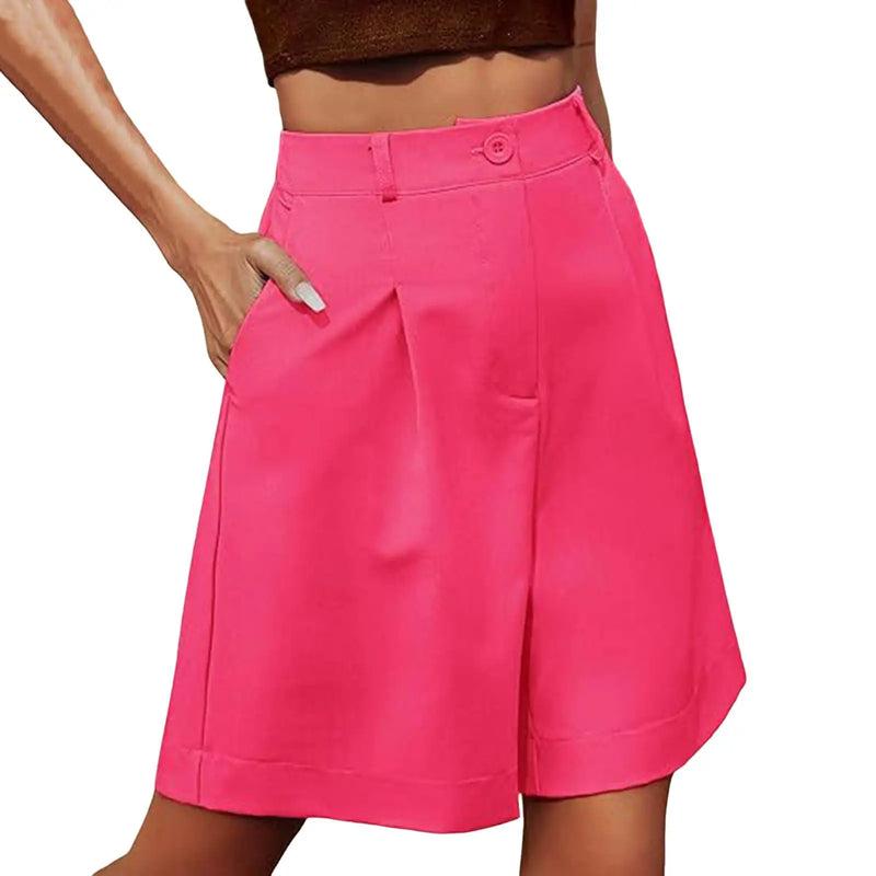 Elegant Straight Zipper Clouse Office Shorts