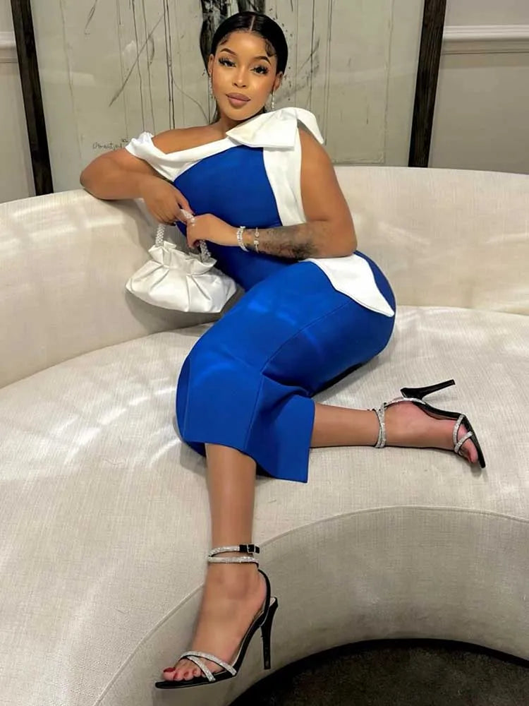Elegant Lady Dress High Waist Knitted One-piece Dress