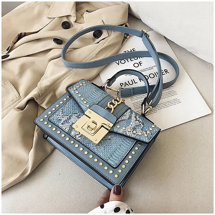 Rivet Snake Pattern Bag