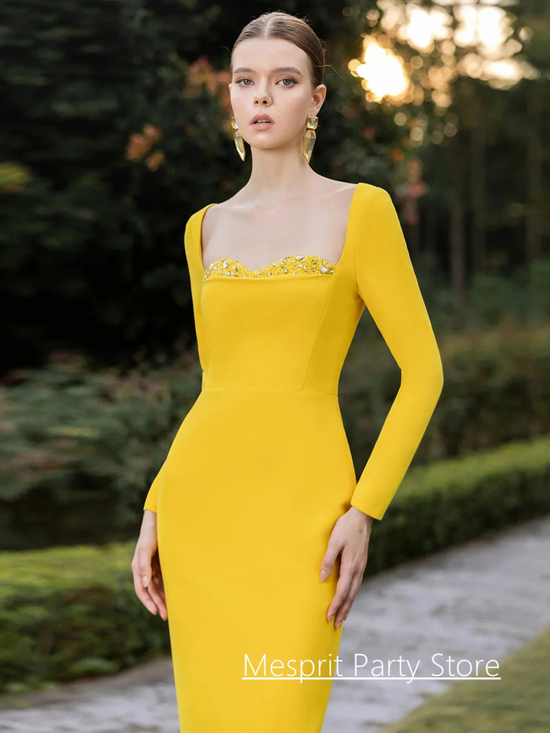 Bright Mermaid Crystal Sweetheart Long Sleeves Dress