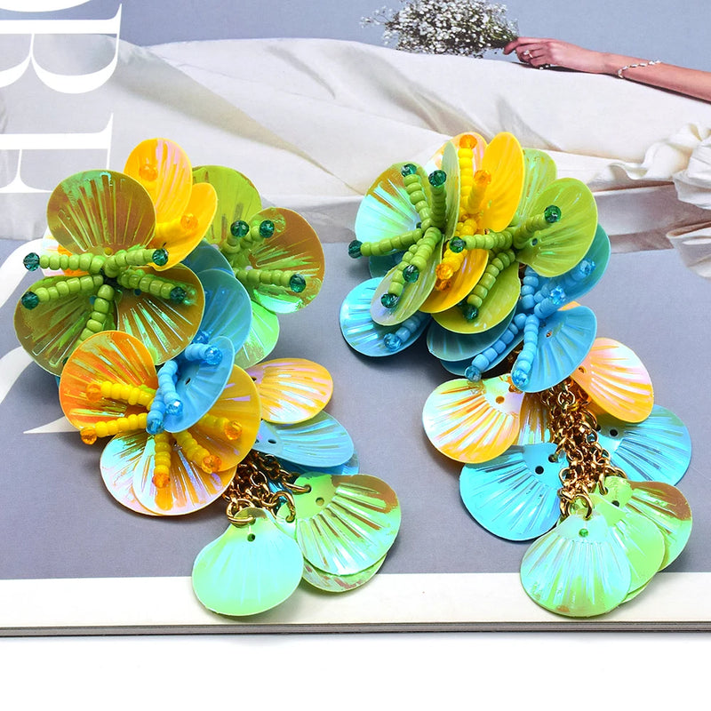 Resin Flower Multicolored Designs Bohemian Handmade Dangle Earrings