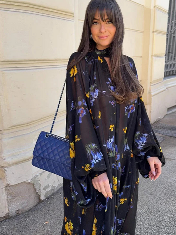 Elegant Boho Long Loose Chic Turtleneck Dress