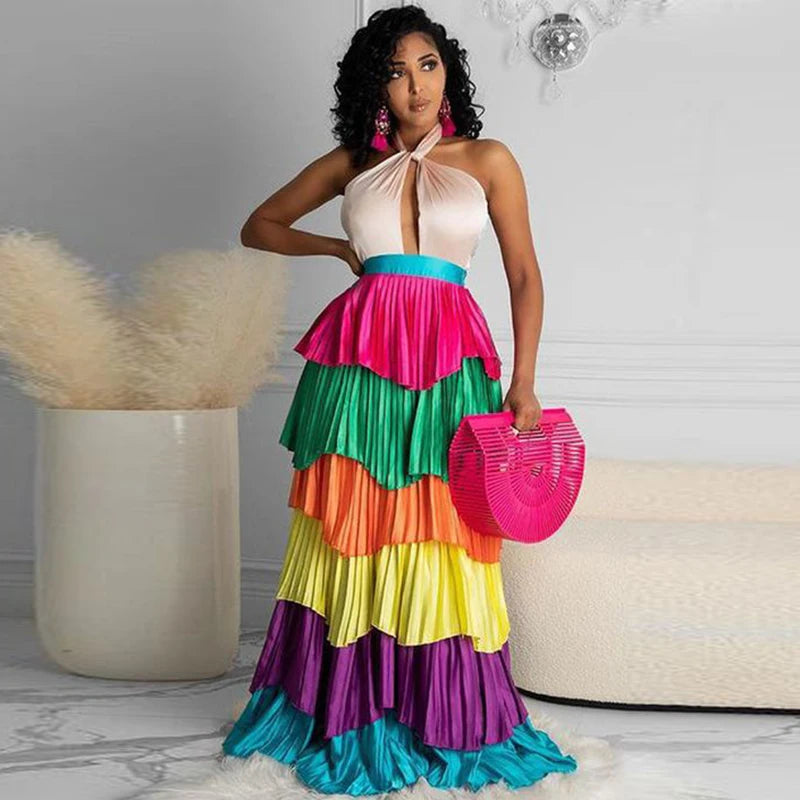 6 Colors Tiered Skirts Long Skirt