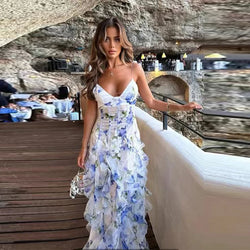 Chiffon Ruffles Strapless Sleeveless Backless Dress