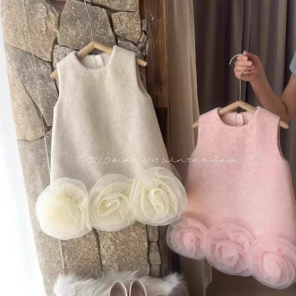 Beautiful Tweed Dress with Big Flower