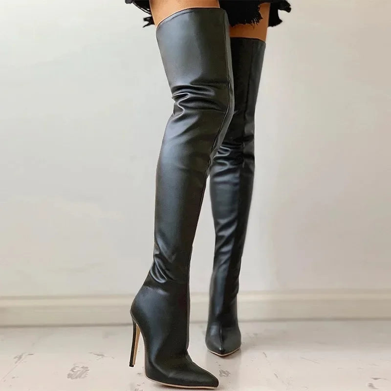 High Heel 11cm Over Knee Back Zipper Boots