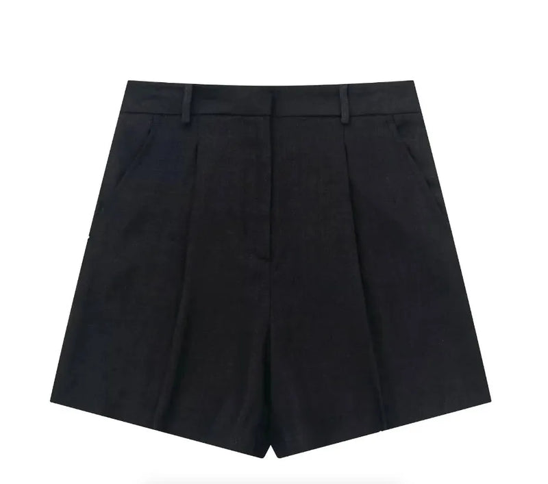Sleeveless Vest Top+High Waist Slim Shorts 2 Pieces Set
