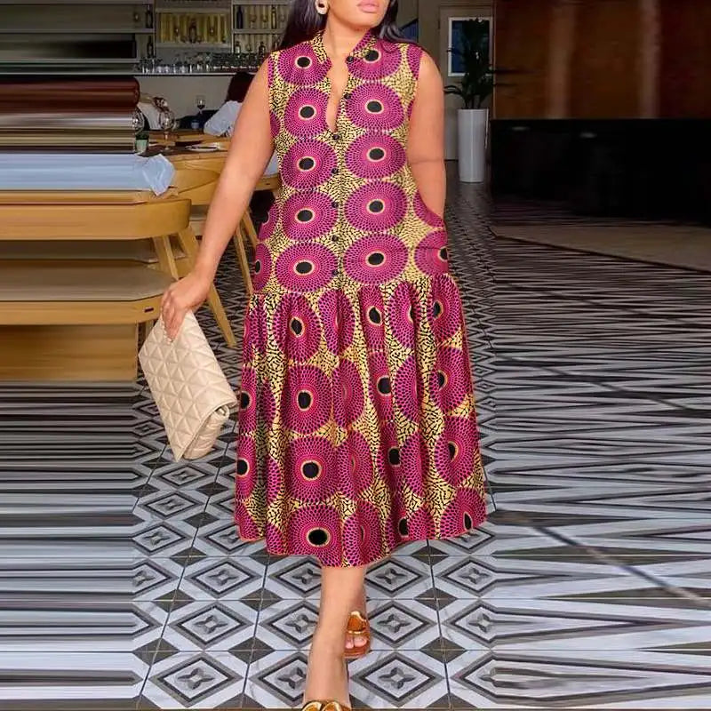 Bohemian Sundress Printed Midi Dress
