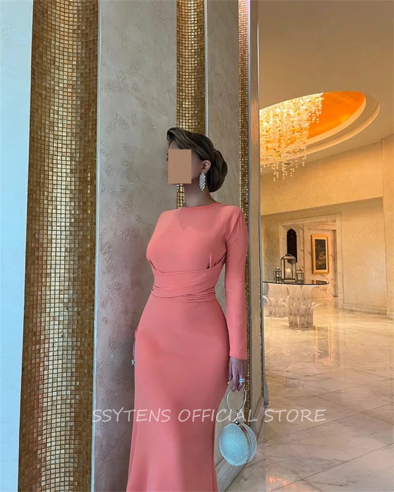 CAMINA Satin Long Sleeve Dress