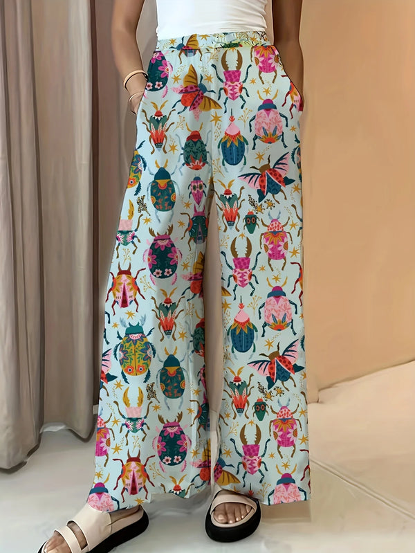 Straight Leg Pants Casual Elastic Waist Loose