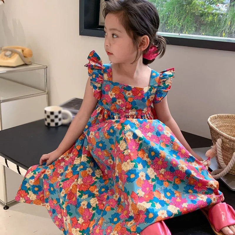 Square Neck Flying Sleeves Cute Princess Dress