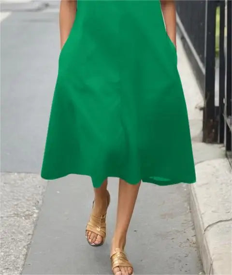 Trendy Round-neck Simple Short Sleeves A-line Mini Dress