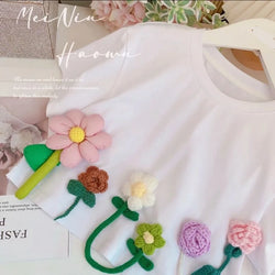 T-Shirts Three-dimensional Flower Short Sleeve Kids for 3 To 13 Years