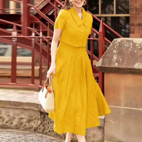 Two Piece Sets Office Short Sleeve Outwear And Tank Dress