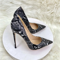 Black Snakeskin Pointy Toe High Heel