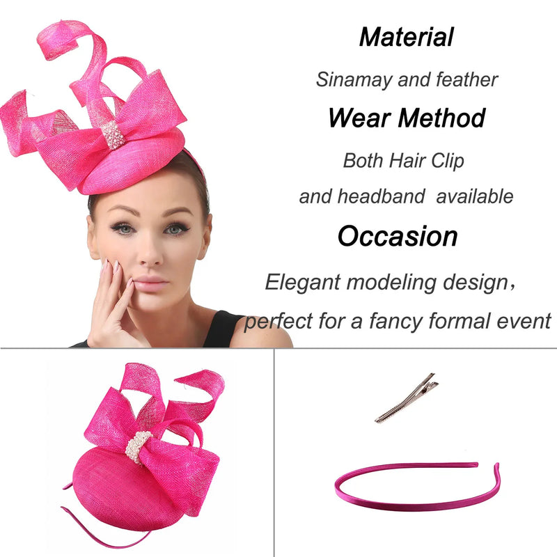 Elegant Bridal Hair Fascinators Headband With Bow