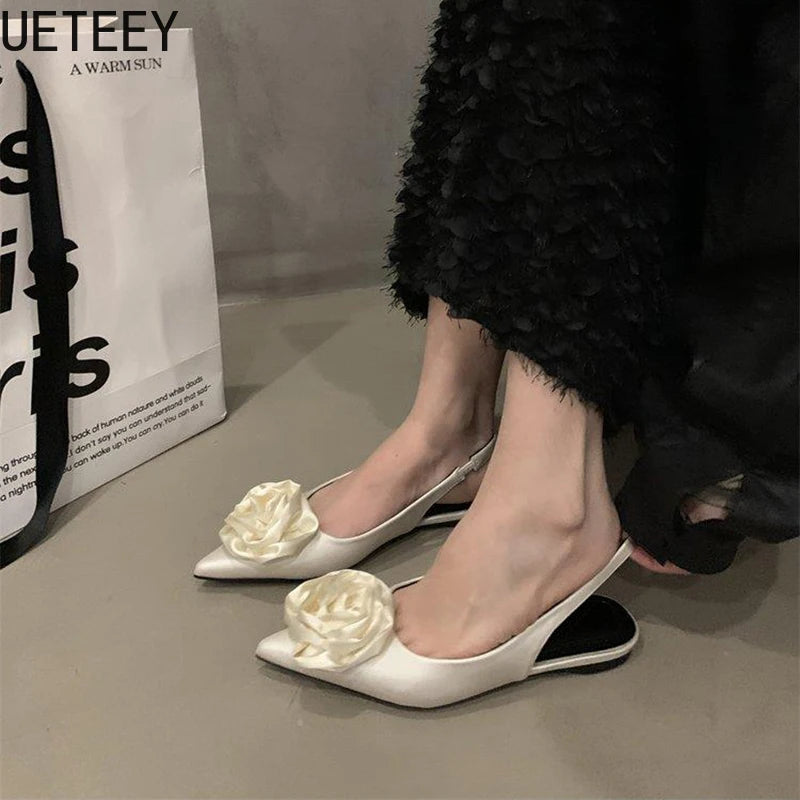 Summer Flower Sandals Pointed Toe