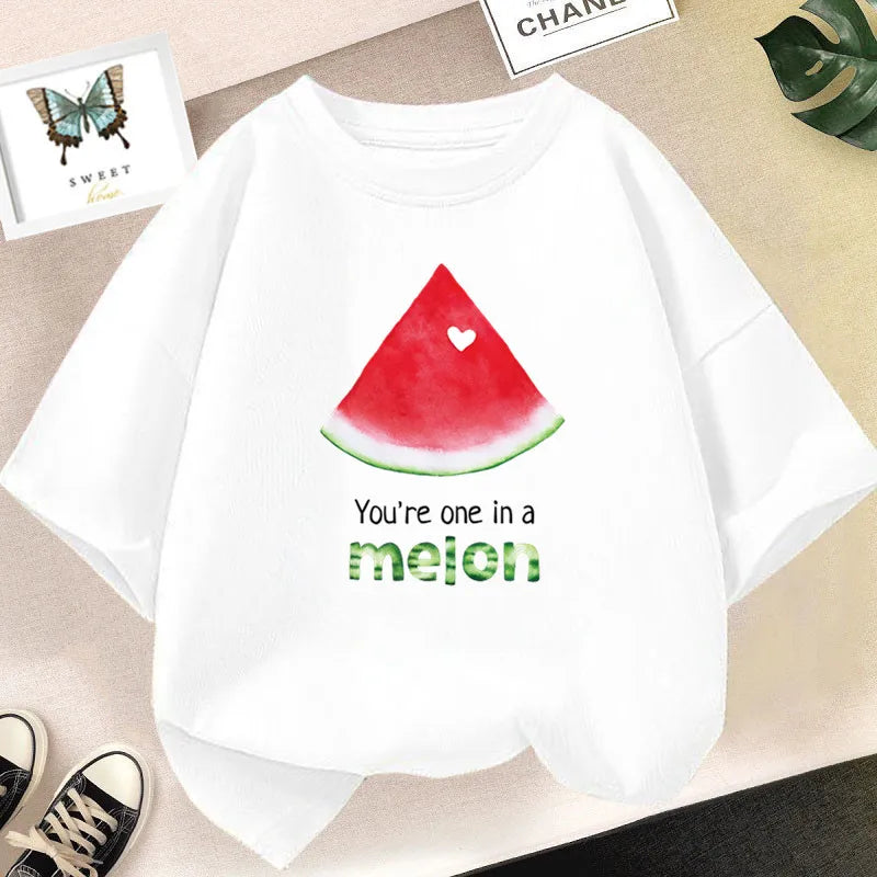 Cute Lemon Fruit Cartoon Bike Printed Tops Tee Short Sleeve