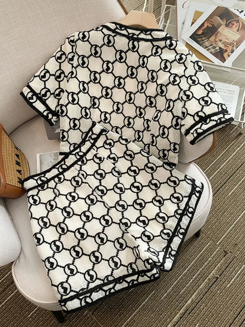 Retro Single-Breasted Short Coat + High Waist Slim Shorts