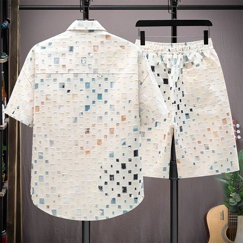 2 Pieces Set Tracksuit Men's Shirt Shorts