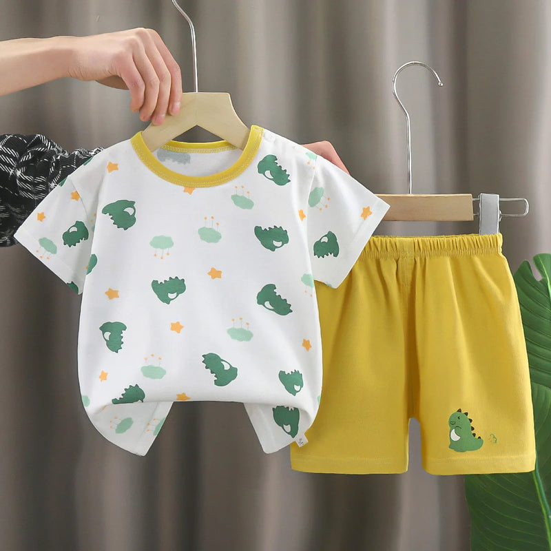 1-6T cotton short sleeve T shirt shorts cartoon set