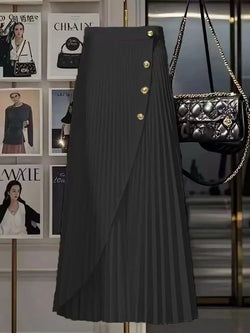 Elegant Pleated Long One Piece Asymmetric Full Skirt