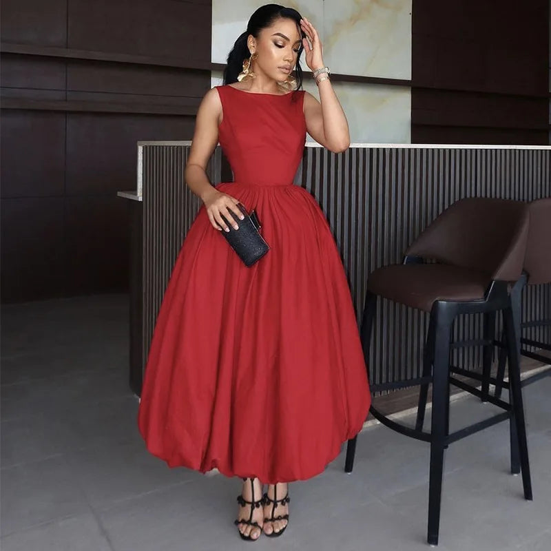 Elegant Wedding White Round Neck Bubble Dress