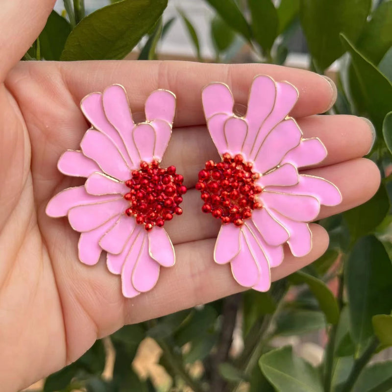 Sweet Temperament Wave Dot Leaf Flower Earrings