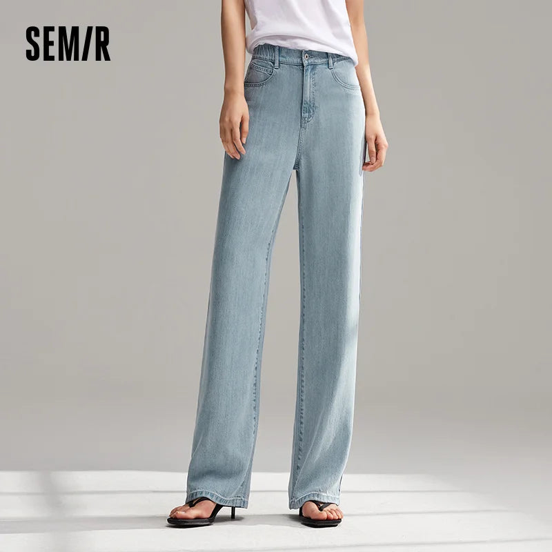 Semir Jeans Women Elastic Waist Long Trousers