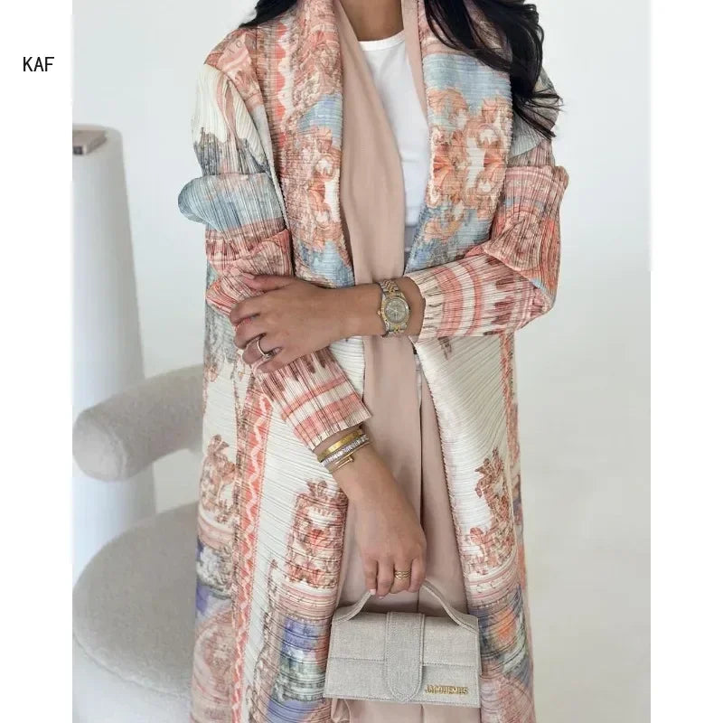 Retro Printed Long Sleeved Abaya