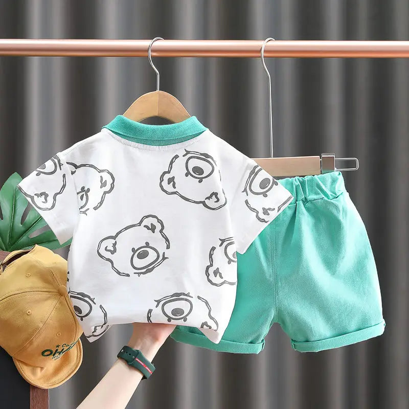 Boys Girls Cartoon Bear T Shirt Shorts 2Pcs/Set Tracksuits