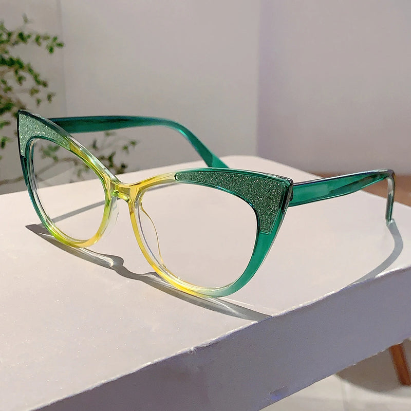 Colorful Bling Frame Cat Eye Eyeglasses
