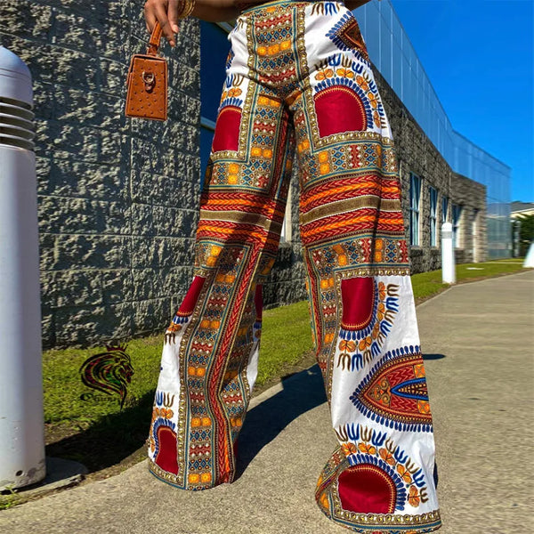 Fall Holiday Boho Waist Wide Leg Pants