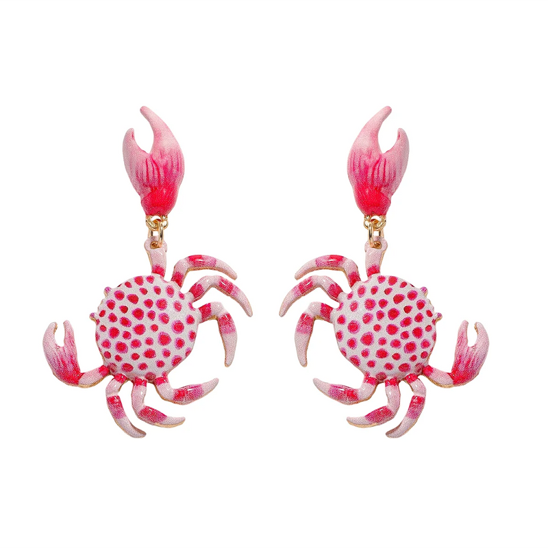 Enamel Crab Drop Earrings